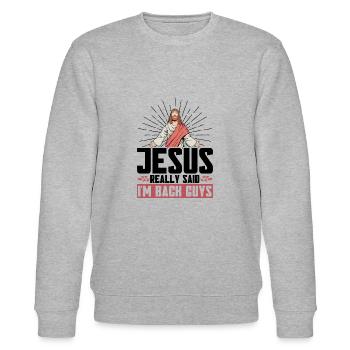 Jésus Bible Église religieuse chrétienne Don - Sweat bio CHANGER Stanley/Stella Unisexe - gris chiné - Devant - Nik (191cm) & Marisol (170cm)