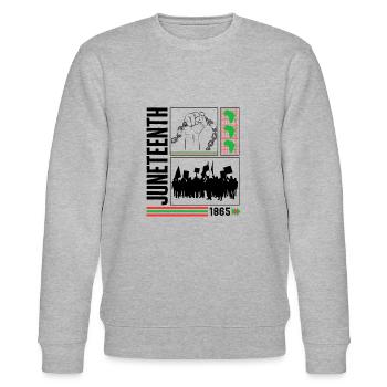 Juneteenth Shirt, 1865 Poing, Afro Femmes, Mélanine, - Sweat bio CHANGER Stanley/Stella Unisexe - gris chiné - Devant - Nik (191cm) & Marisol (170cm)