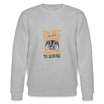 Gaming Addiction Gamer Playing Videogame - Stanley/Stella CHANGER Unisex Organic Sweatshirt - heather grey - Front - Nik (191cm) & Marisol (170cm)