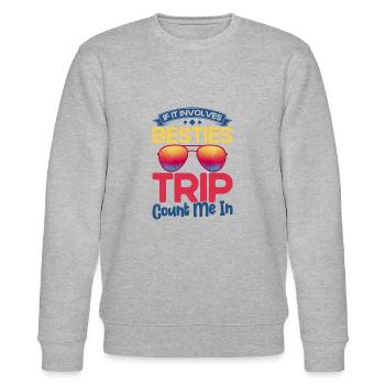 Besties Trip Urlaubsreise Urlaub Geschenk - Stanley/Stella Unisex Bio-Sweatshirt CHANGER  - Grau meliert - Vorne - Nik (191cm) & Marisol (170cm)