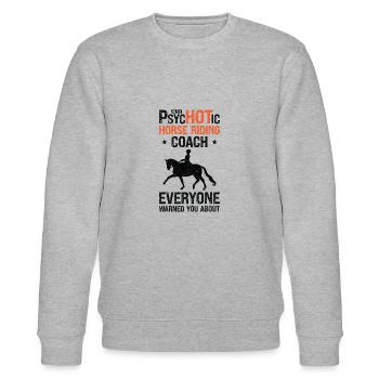 Reiten Reitlehrer Lustiger Psychotischer - Stanley/Stella Unisex Bio-Sweatshirt CHANGER  - Grau meliert - Vorne - Nik (191cm) & Marisol (170cm)
