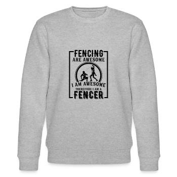Lustige Fechten sind tolle Foil Epee Fecht Kampf - Stanley/Stella Unisex Bio-Sweatshirt CHANGER  - Grau meliert - Vorne - Nik (191cm) & Marisol (170cm)