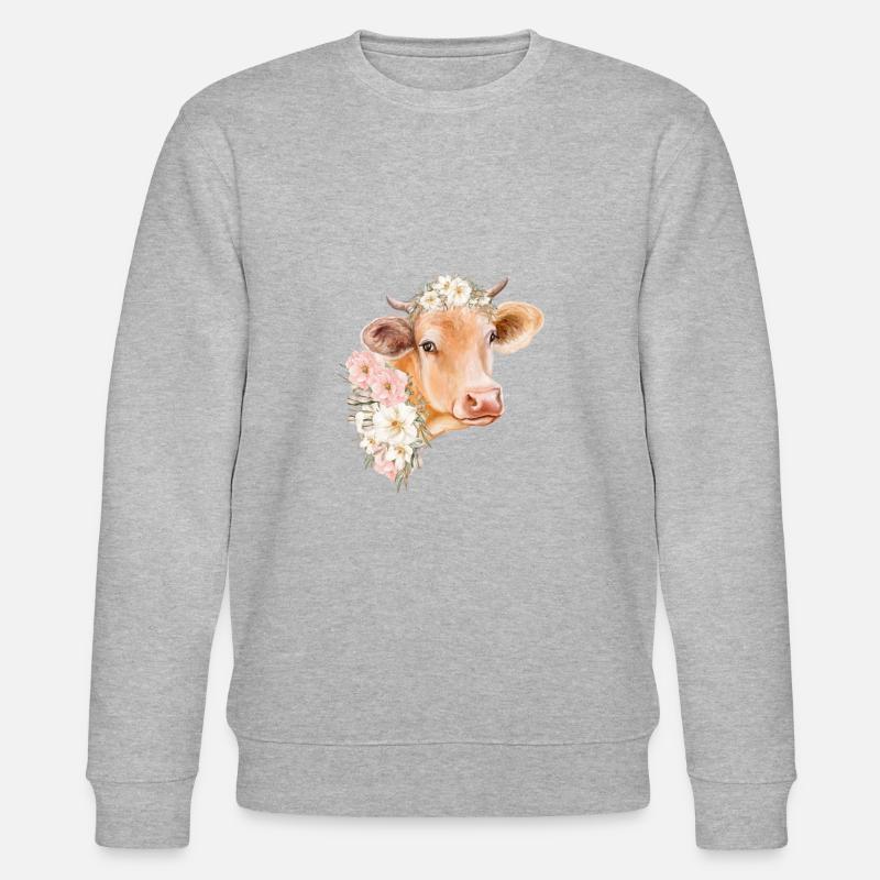 VACHE AVEC DES FLEURS - Sweat bio CHANGER Stanley/Stella Unisexe - gris chiné