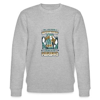 Ruhestandsplan, Wandern, Rentner, Wanderer. - Stanley/Stella Unisex Bio-Sweatshirt CHANGER  - Grau meliert - Vorne - Nik (191cm) & Marisol (170cm)