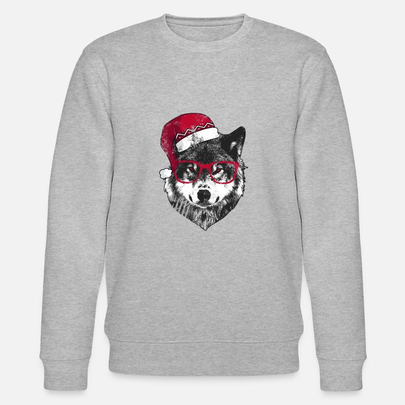 Mürrischer Weihnachtswolf - Stanley/Stella Unisex Bio-Sweatshirt CHANGER  - Grau meliert