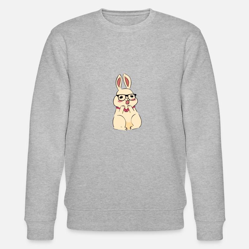 Cute Easter Rabbit Fly - Stanley/Stella CHANGER Unisex Organic Sweatshirt - heather grey