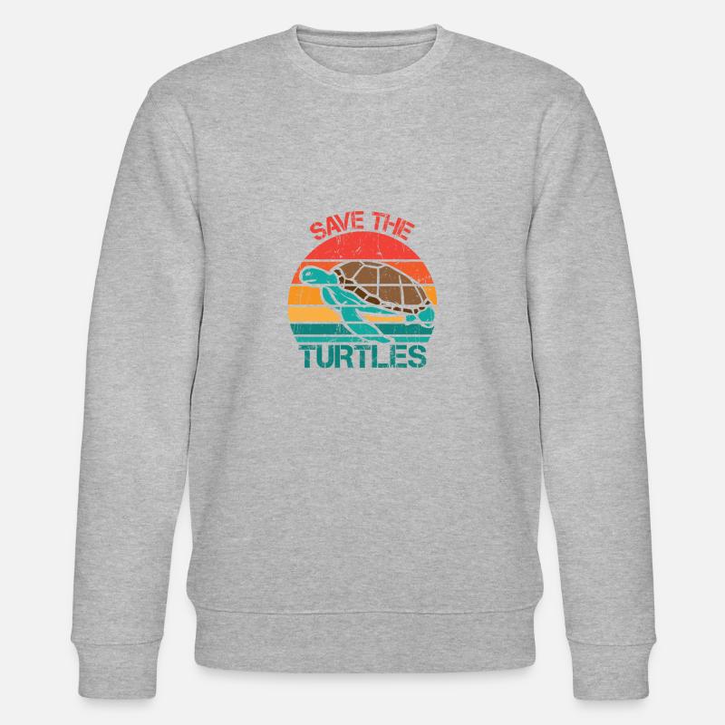 Save Turtles Retro Ocean Sun - Sweat bio CHANGER Stanley/Stella Unisexe - gris chiné