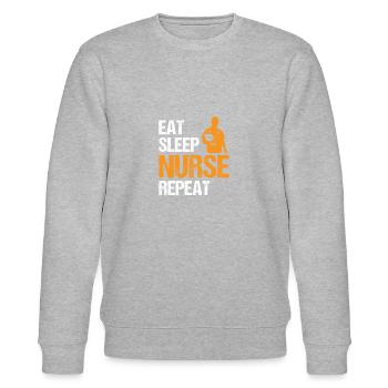 Eat Sleep Nurse Repeat Nursing Medicine Gift idea - Stanley/Stella CHANGER Unisex Organic Sweatshirt - heather grey - Front - Nik (191cm) & Marisol (170cm)