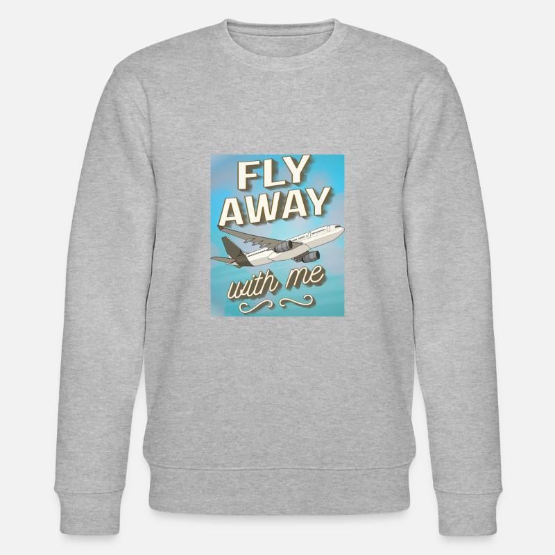 AIRPLANE FLY AWAY WITH ME - Stanley/Stella CHANGER Unisex Organic Sweatshirt - heather grey