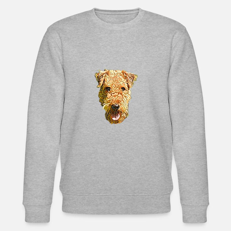 Airedale Terrier Gesicht - Stanley/Stella Unisex Bio-Sweatshirt CHANGER  - Grau meliert