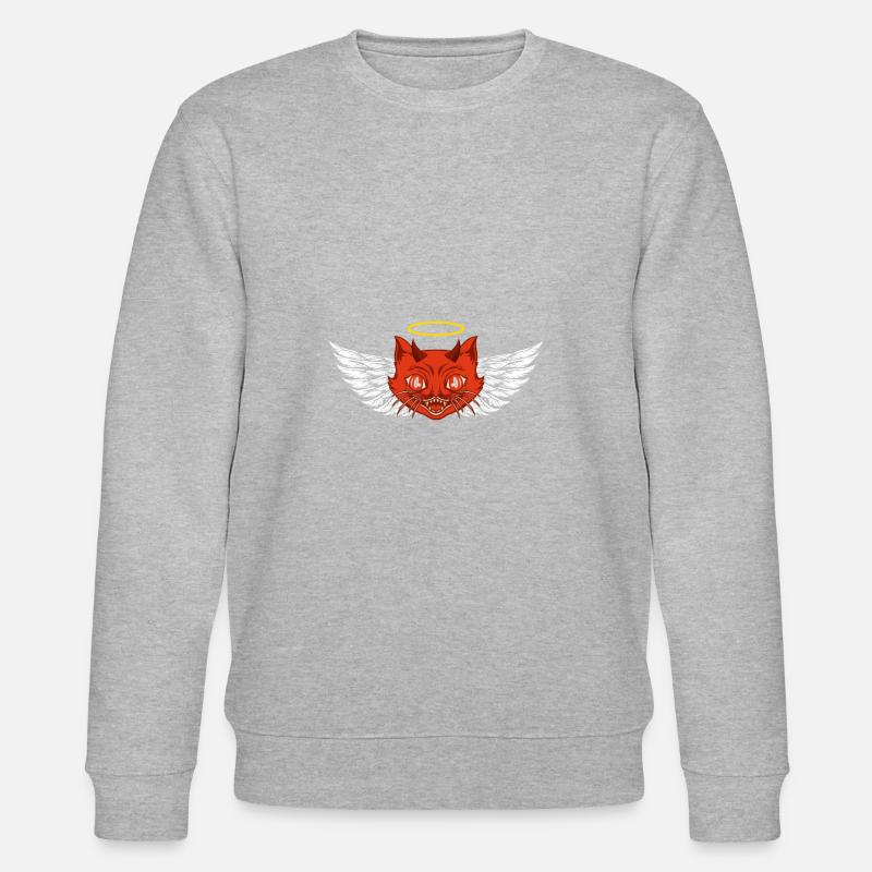 Ange et diable chat - Sweat bio CHANGER Stanley/Stella Unisexe - gris chiné