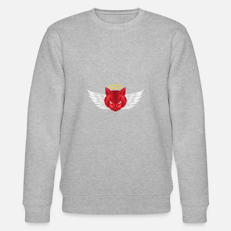 Angel and devil cat - Stanley/Stella CHANGER Unisex Organic Sweatshirt - heather grey