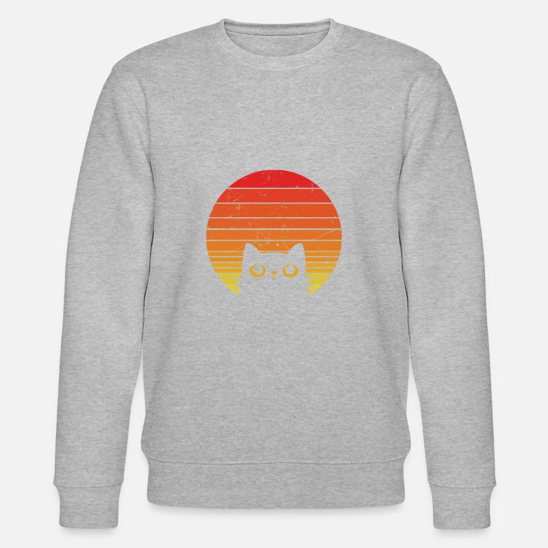 Retro -Katze Späht - Stanley/Stella Unisex Bio-Sweatshirt CHANGER  - Grau meliert