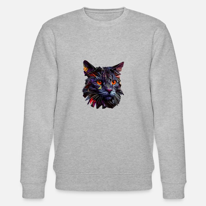 Cat Cats Kitten Polygon Cat - Stanley/Stella CHANGER Unisex Organic Sweatshirt - heather grey