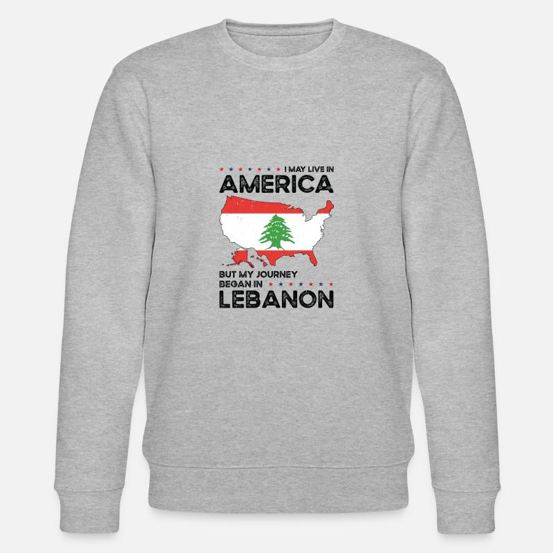 Né Liban Liban États-Unis - Sweat bio CHANGER Stanley/Stella Unisexe - gris chiné