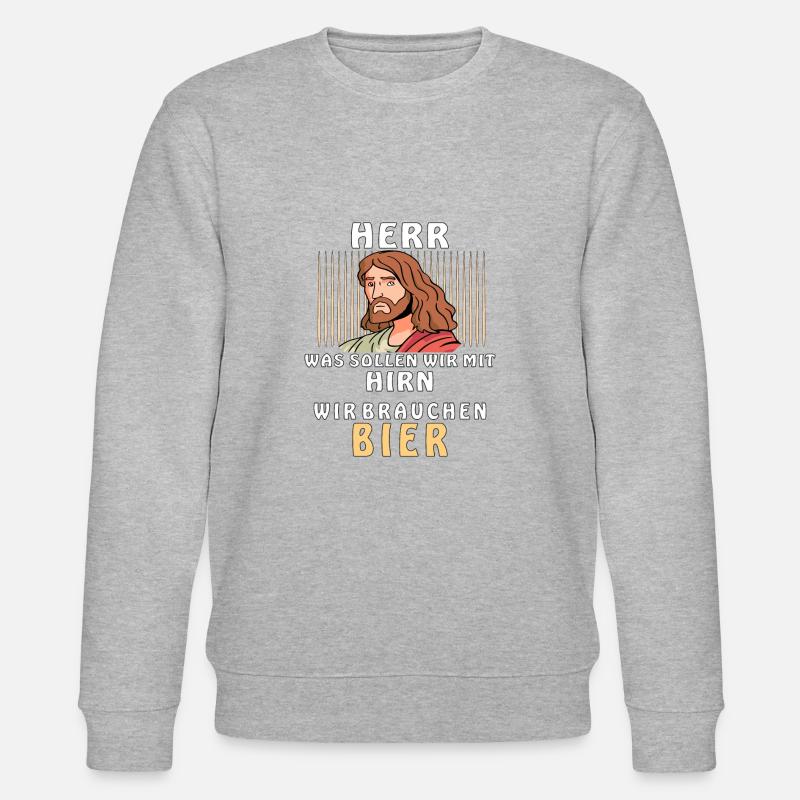 HERR WIR BRAUCHEN BIER - Stanley/Stella Unisex Bio-Sweatshirt CHANGER  - Grau meliert