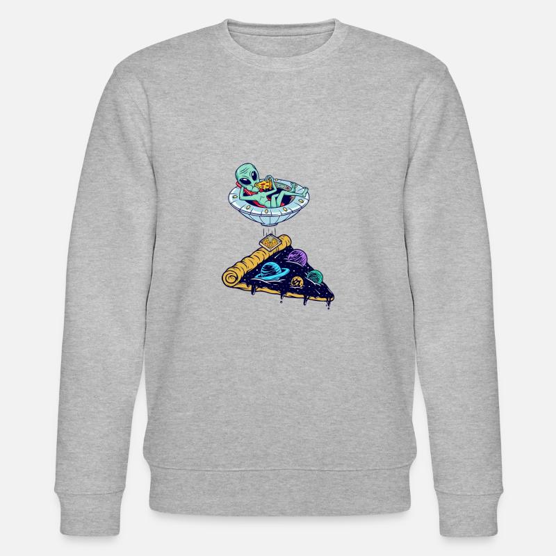 Alien isst Pizza - Stanley/Stella Unisex Bio-Sweatshirt CHANGER  - Grau meliert