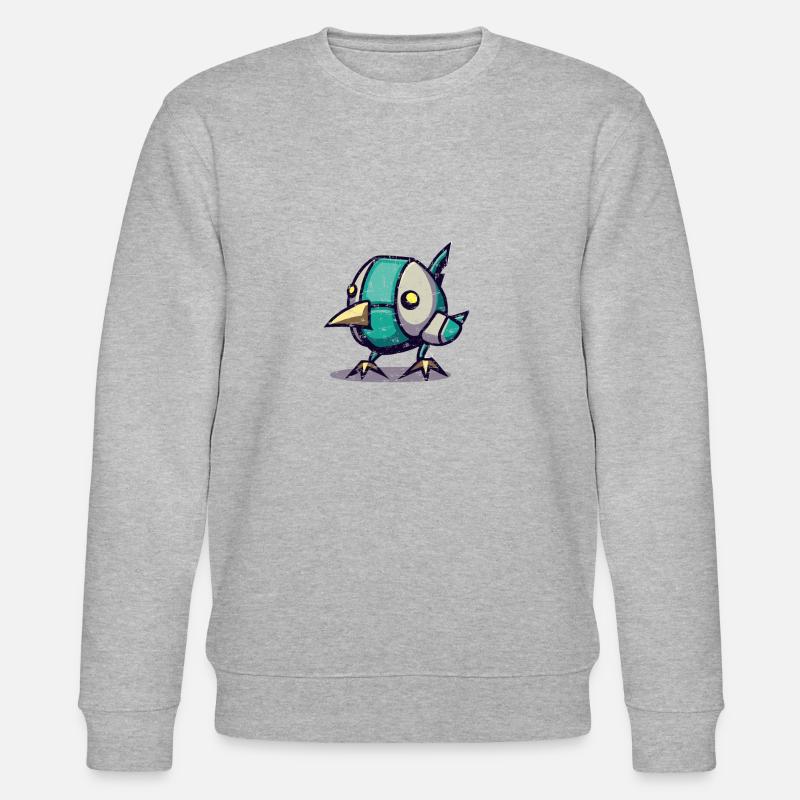 Roboter Küken Vogel - Stanley/Stella Unisex Bio-Sweatshirt CHANGER  - Grau meliert
