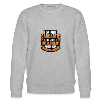 Intelligenter Sarkasmus, Jenseits des Verstehens - Stanley/Stella Unisex Bio-Sweatshirt CHANGER  - Grau meliert - Vorne - Nik (191cm) & Marisol (170cm)