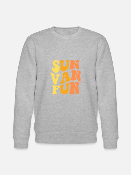 Sun Fun Van | Hippie bølget retro tekster | Rejse liv - Stanley/Stella økologisk unisex-sweatshirt CHANGER  - grå meleret