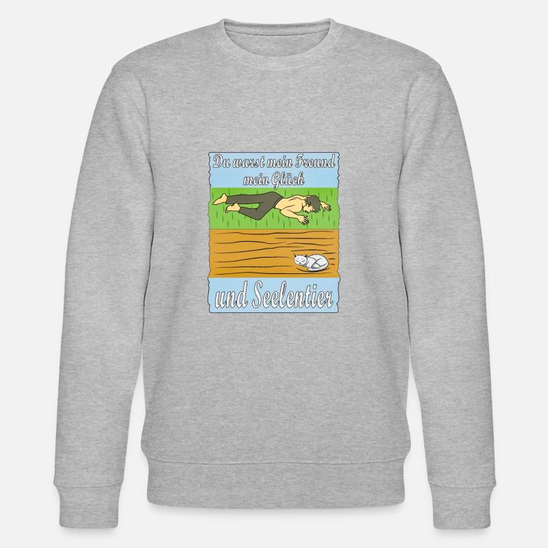 MENSCH TRAURIG KATZE - Stanley/Stella Unisex Bio-Sweatshirt CHANGER - Grau meliert