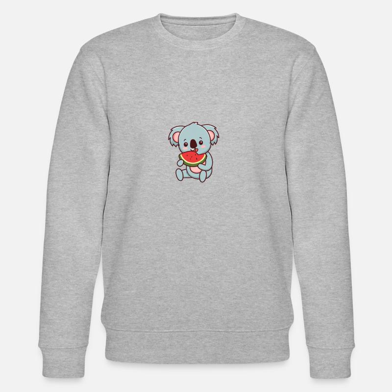 Kawaii Koala eats watermelon - Stanley/Stella CHANGER Unisex Organic Sweatshirt - heather grey