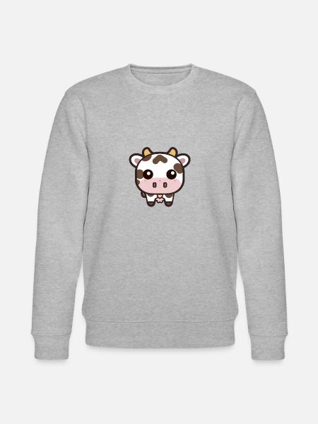 Cute Kawaii Cow - Stanley/Stella CHANGER Unisex Organic Sweatshirt - heather grey