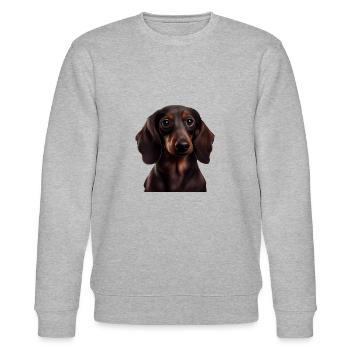 Rauhaardackel Dachshund Hund Hunde Welpe Dackel - Stanley/Stella Unisex Bio-Sweatshirt CHANGER  - Grau meliert - Vorne - Nik (191cm) & Marisol (170cm)