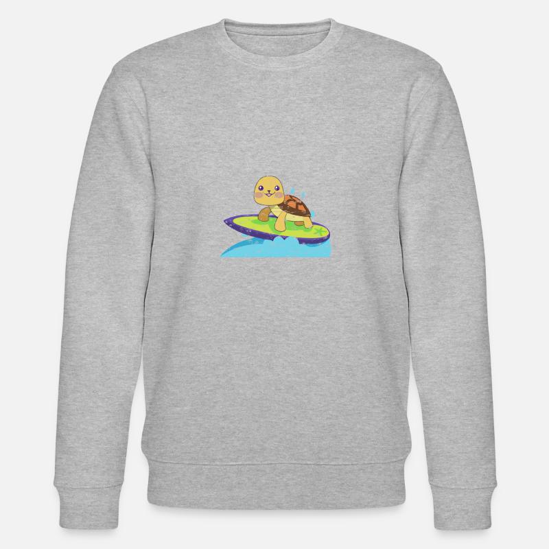 Turtle on surfboard - Stanley/Stella CHANGER Unisex Organic Sweatshirt - heather grey