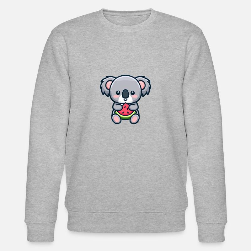 sweet koala eats red watermelon - Stanley/Stella CHANGER Unisex Organic Sweatshirt - heather grey
