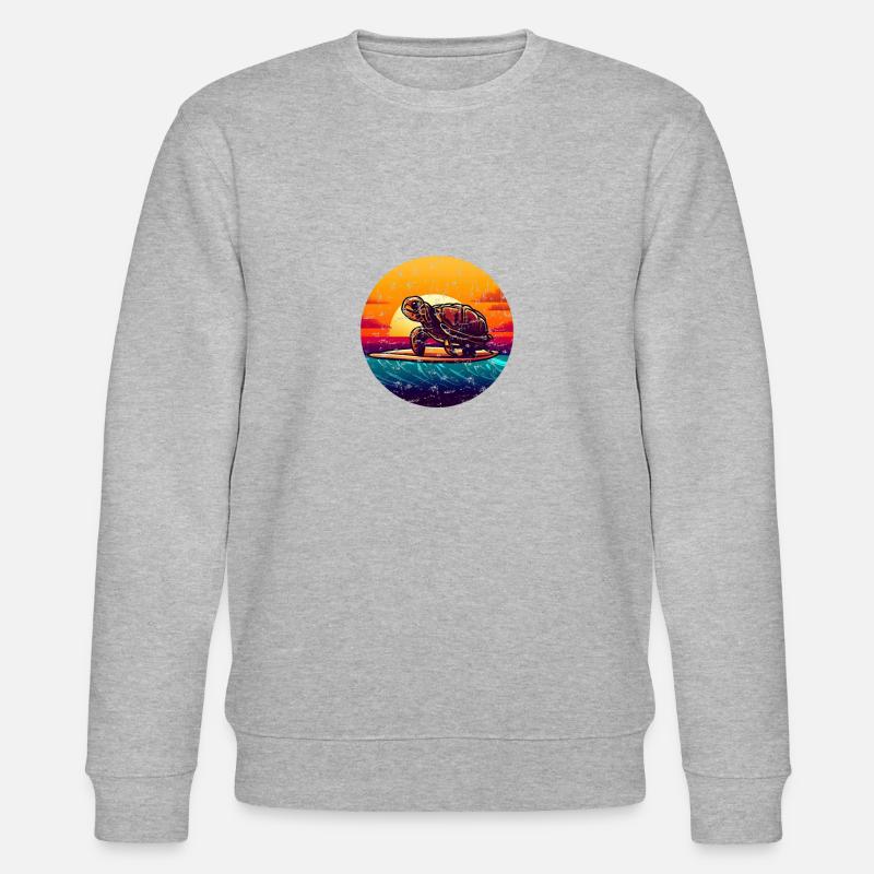 Turtle on surfboard Sunset - Stanley/Stella CHANGER Unisex Organic Sweatshirt - heather grey