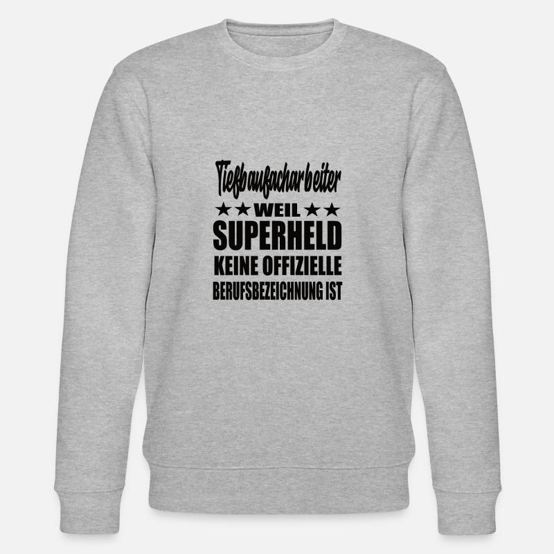 Tiefbaufacharbeiter Superheld Spruch - Stanley/Stella Unisex Bio-Sweatshirt CHANGER  - Grau meliert