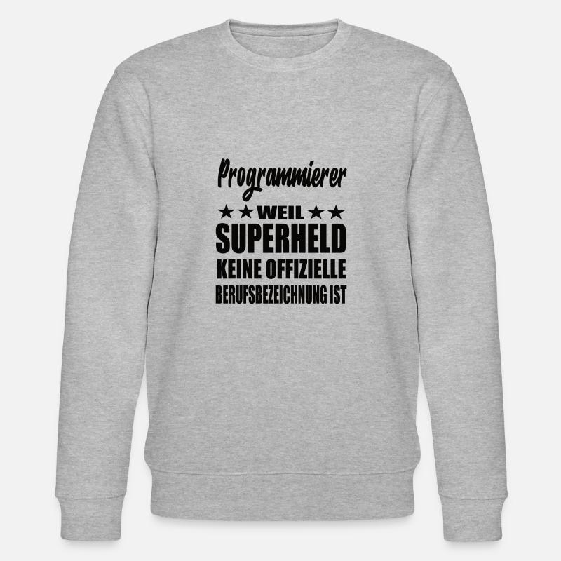 Programmierer Superheld Spruch - Stanley/Stella Unisex Bio-Sweatshirt CHANGER  - Grau meliert