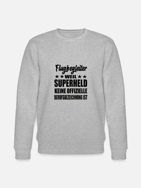 Flugbegleiter Superheld Spruch - Stanley/Stella Unisex Bio-Sweatshirt CHANGER  - Grau meliert