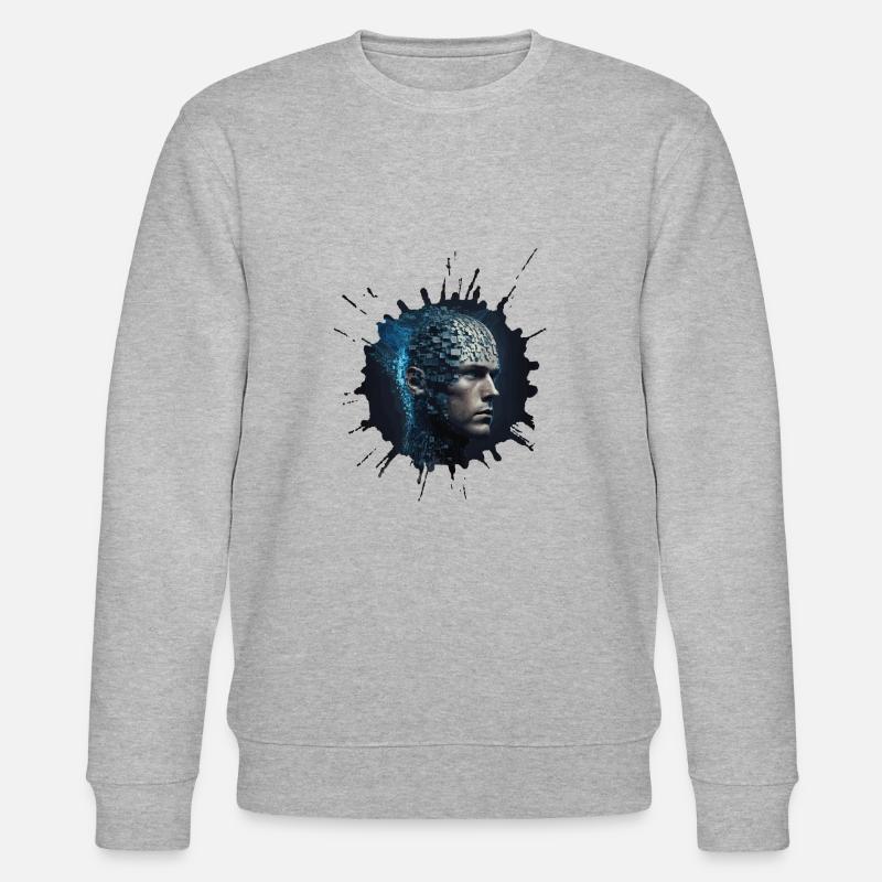 Digitale Evolution - Zukunftsvision Cyber Mensch - Stanley/Stella Unisex Bio-Sweatshirt CHANGER - Grau meliert