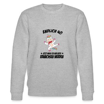 40 Geburtstag Positive Sprüche Zum 40 geburtstag - Stanley/Stella Unisex Bio-Sweatshirt CHANGER  - Grau meliert - Vorne - Nik (191cm) & Marisol (170cm)