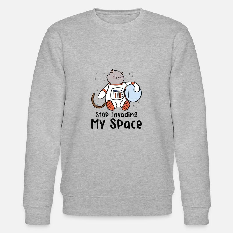 Weltraum Schnurrende Katze Astronaut - Stanley/Stella Unisex Bio-Sweatshirt CHANGER  - Grau meliert