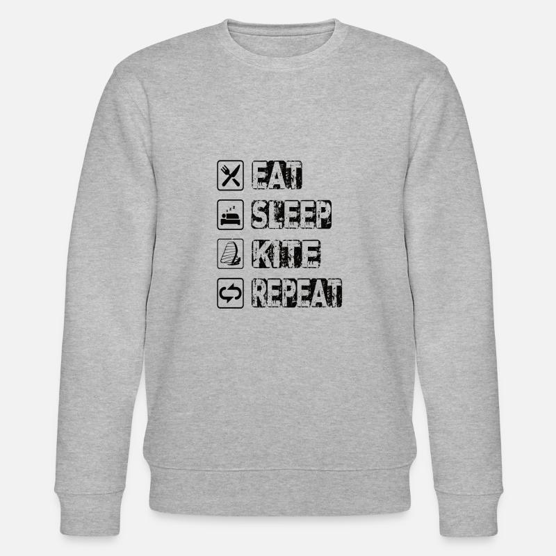 Eat Sleep Kite Repeat - Stanley/Stella Unisex Bio-Sweatshirt CHANGER  - Grau meliert