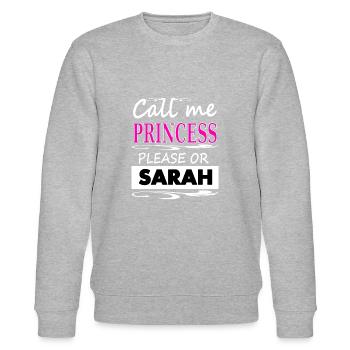 My name is Sarah, I'm Sarah Girl Gift Idea - Stanley/Stella CHANGER Unisex Organic Sweatshirt - heather grey - Front - Nik (191cm) & Marisol (170cm)