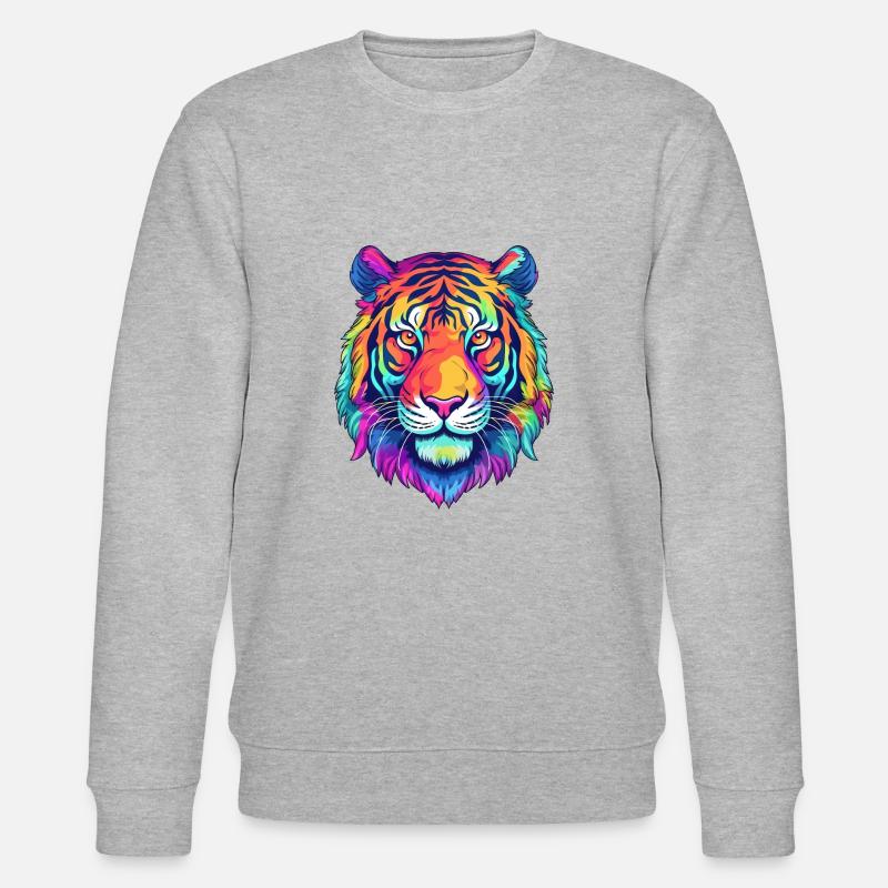 Lebendiger Tigerkopf - Stanley/Stella Unisex Bio-Sweatshirt CHANGER  - Grau meliert