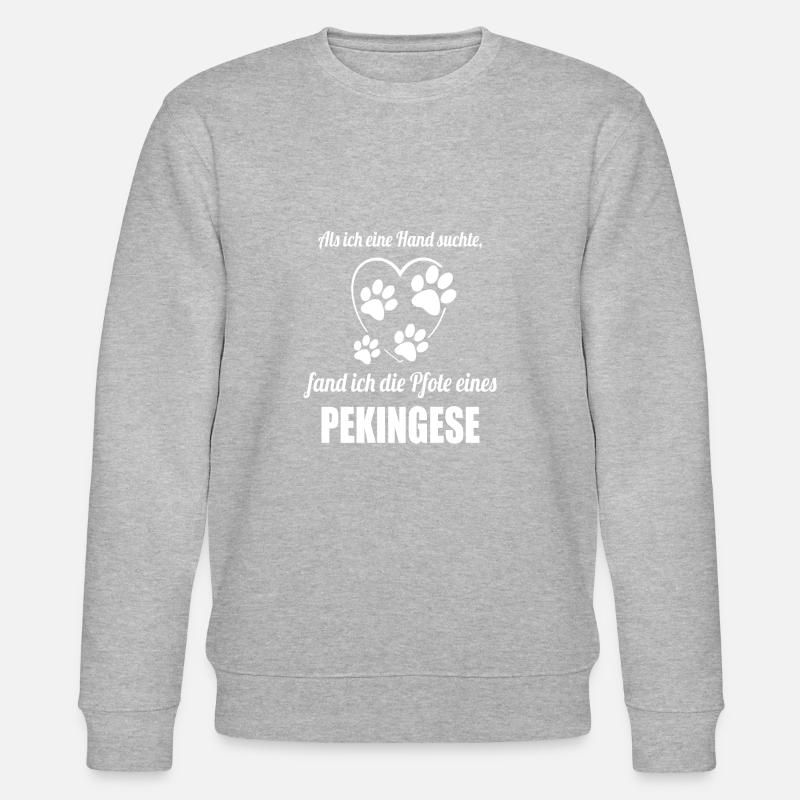 Hand & Pfote - Spruch - Pekingese - Stanley/Stella Unisex Bio-Sweatshirt CHANGER  - Grau meliert