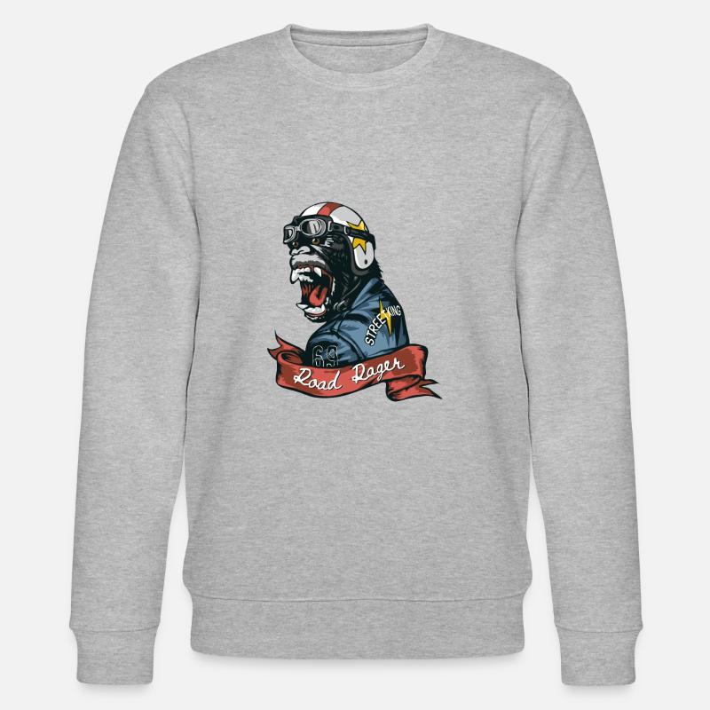 Road-Rager-Slogan mit Gorilla - Stanley/Stella Unisex Bio-Sweatshirt CHANGER  - Grau meliert
