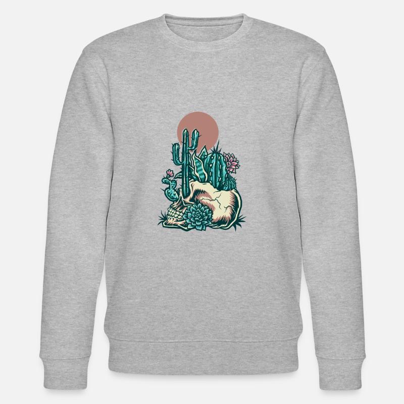 Crâne avec cactus - Sweat bio CHANGER Stanley/Stella Unisexe - gris chiné