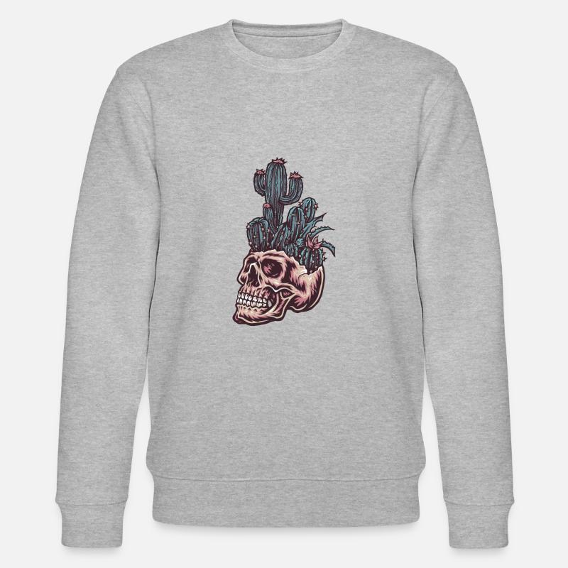 Crâne avec cactus - Sweat bio CHANGER Stanley/Stella Unisexe - gris chiné