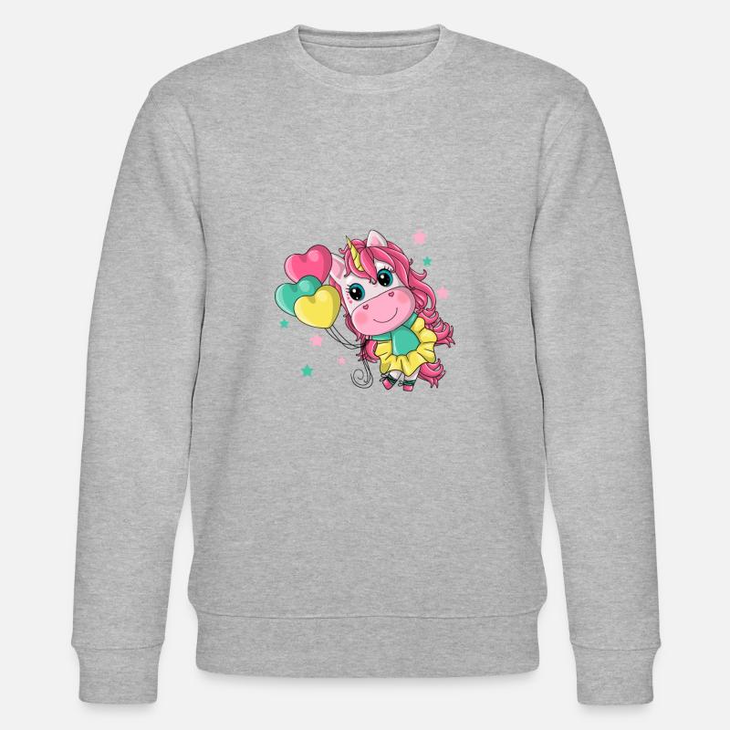 Einhornmädchen mit Herz - Stanley/Stella Unisex Bio-Sweatshirt CHANGER  - Grau meliert