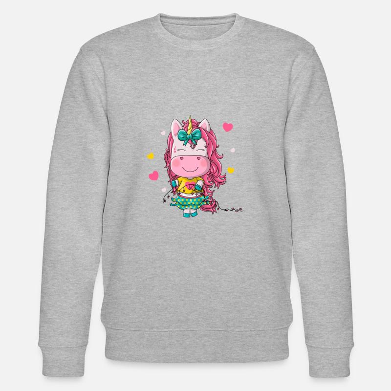 Einhorn-Mädchen - Stanley/Stella Unisex Bio-Sweatshirt CHANGER  - Grau meliert