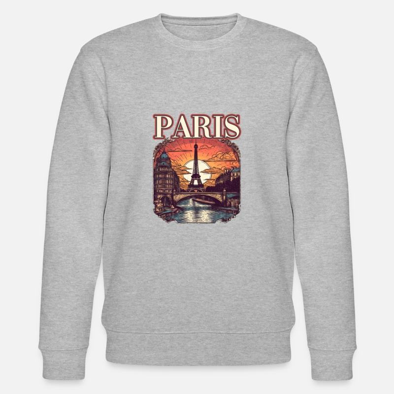Paris Eiffelturm Bonjour Souvenirs - Stanley/Stella Unisex Bio-Sweatshirt CHANGER - Grau meliert