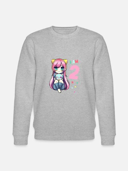 2 ans fille anime kawaii chat 2ème anniversaire - Sweat bio CHANGER Stanley/Stella Unisexe - gris chiné