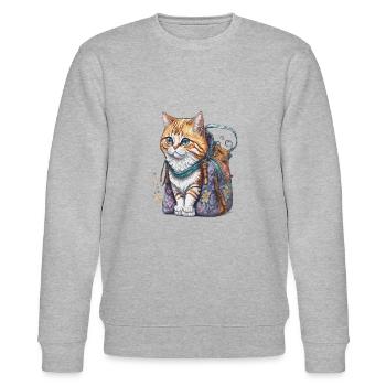 Cat School Bag - Stanley/Stella CHANGER Unisex Organic Sweatshirt - heather grey - Front - Nik (191cm) & Marisol (170cm)