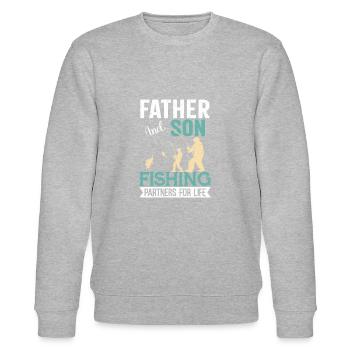 Father And Son Fishing Partners - Stanley/Stella CHANGER Unisex Organic Sweatshirt - heather grey - Front - Nik (191cm) & Marisol (170cm)